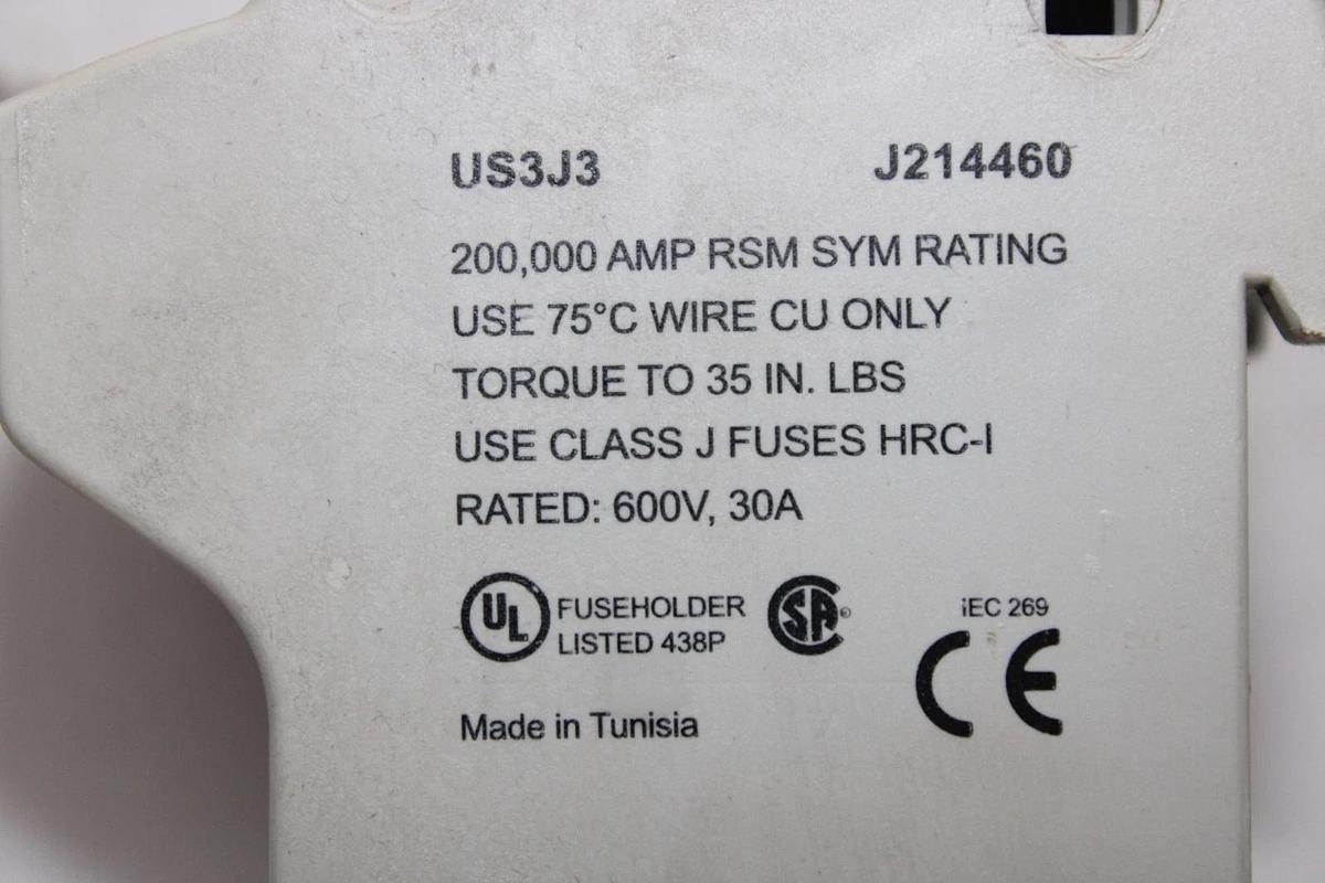 Used FERRAZ SHAWMUT FUSE HOLDER US3J3 36-POLE 600 VOLT 30 AMP *WARRANTY*