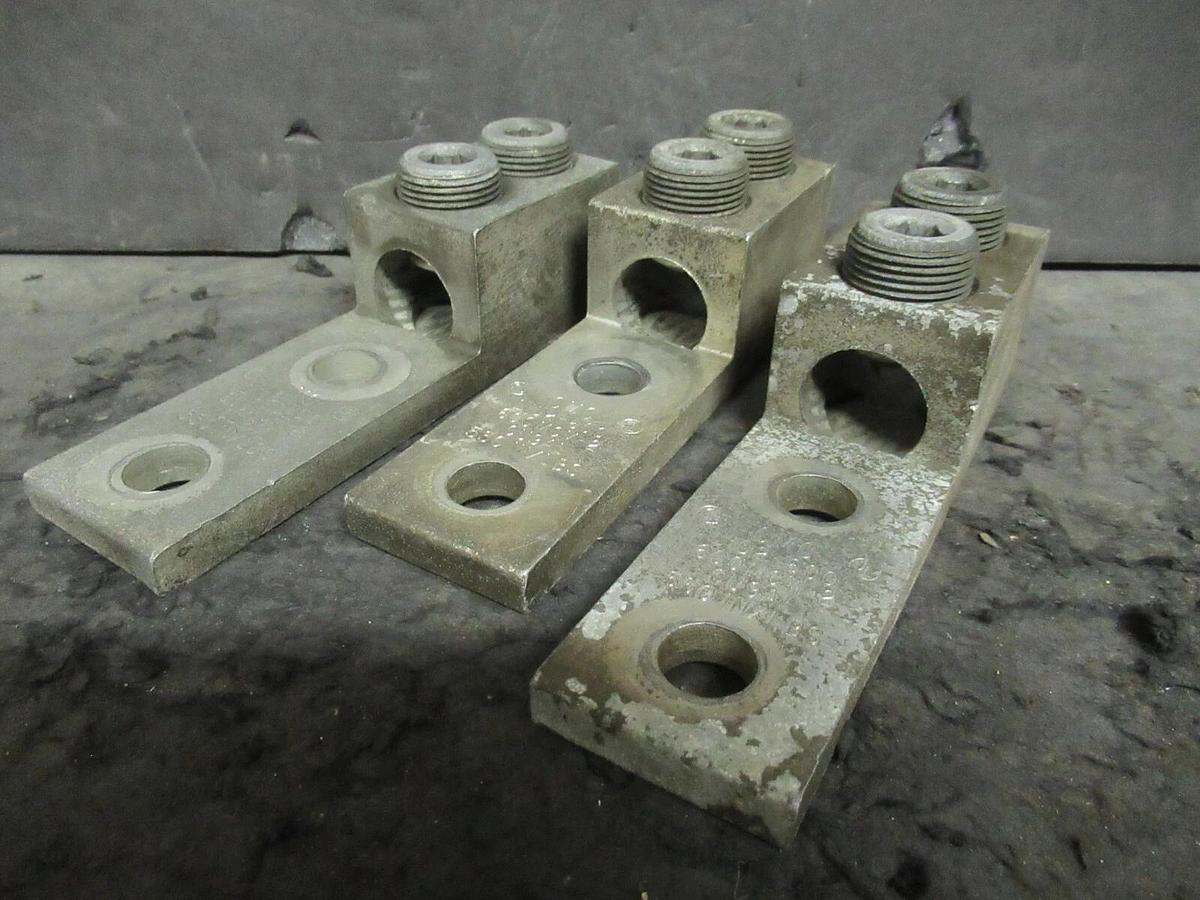 Used (3 QTY) CMC LID2-600 2 DOUBLE BARREL MECHANICAL CONNECTOR LUG TAP #2 - 600MCM