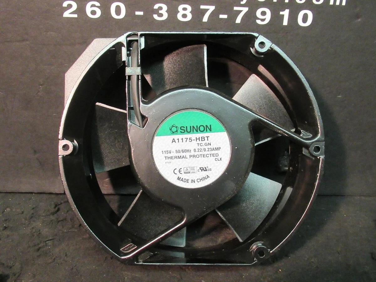 Used SUNON A1175-HBT TC.GN AXIAL FAN 239 CFM 115 VAC 1 PH 0.22 / 0.23 AMP 50/60 HZ