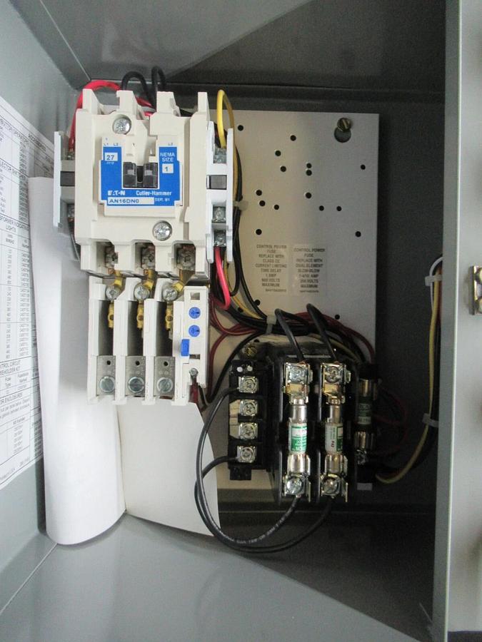 EATON COMBINATION STARTER ECN0718CBA NEMA: 12 W/ AN16DN0 27 AMP NEMA SIZE 1