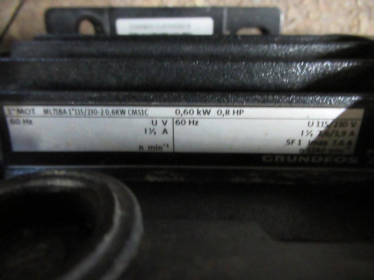 Used GRUNDFOS CENTRIFUGAL PUMP ML7BA1*115 115/230V 7.6/3.9A 0.8HP 2 POLE 60HZ 0.6KW