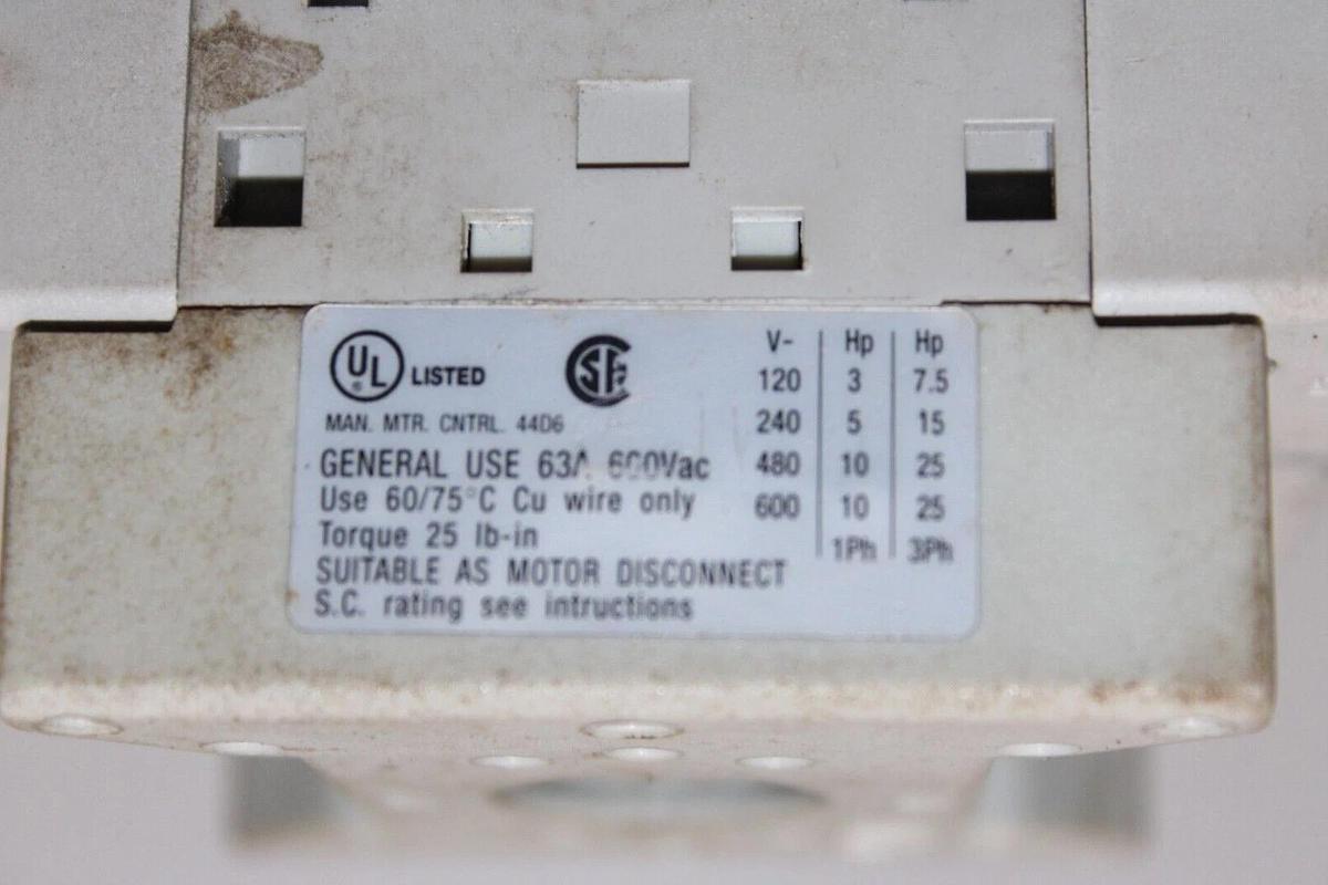 Used ALLEN BRADLEY LOAD SWITCH 194E-A63-1753 SER. B 600 VAC 63 AMP 3-PHASE 25 HP