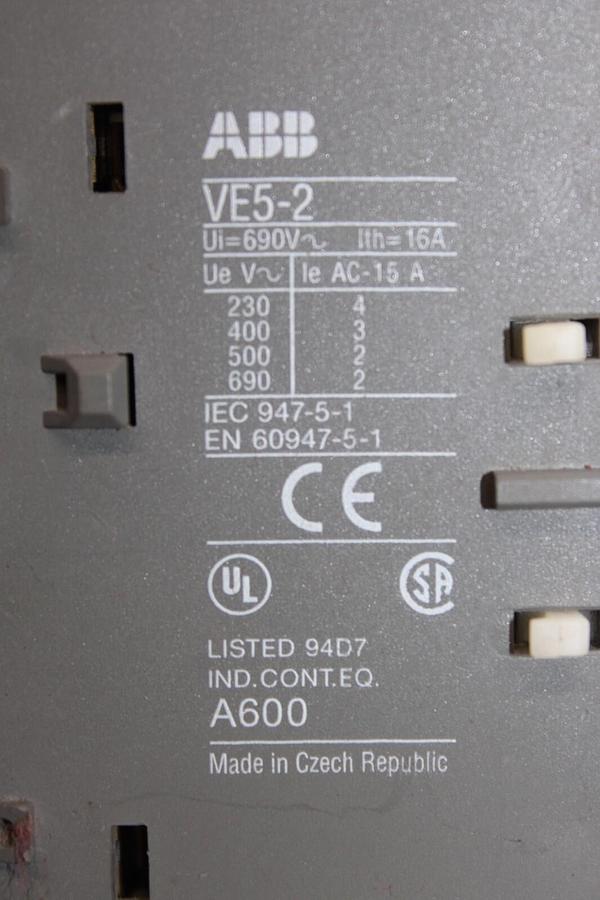 Used LOT OF 5 ABB VE5-2 MECHANICAL INTERLOCK 690 VAC 16 AMP **WARRANTY**