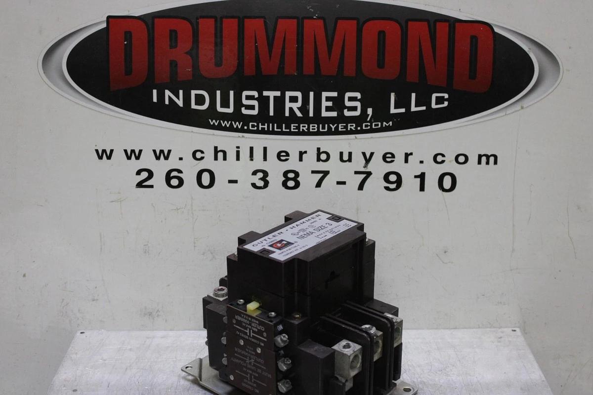 Used CUTLER-HAMMER CONTACTOR C10EN3 NEMA SIZE 3 90 AMP 600 VAC 3-POLE COIL: 120 V