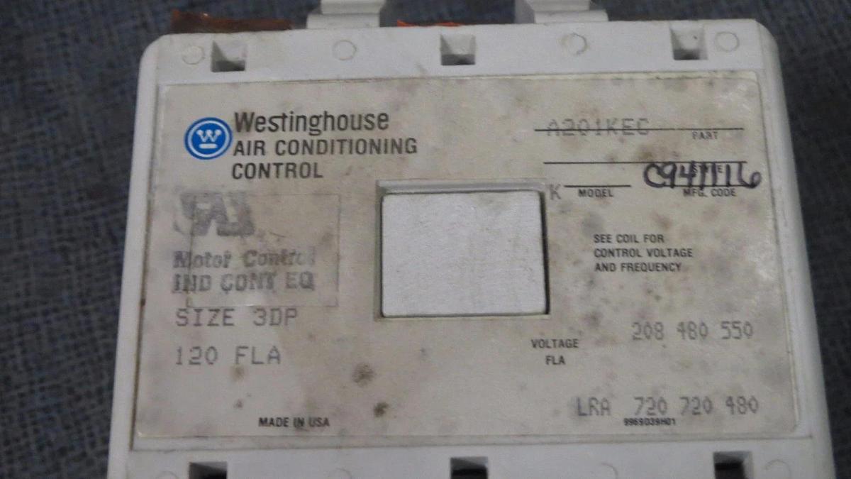 Used WESTINGHOUSE CONTACTOR NEMA 3DP A201KEC 120 AMP 600 VOLT **WARRANTY**