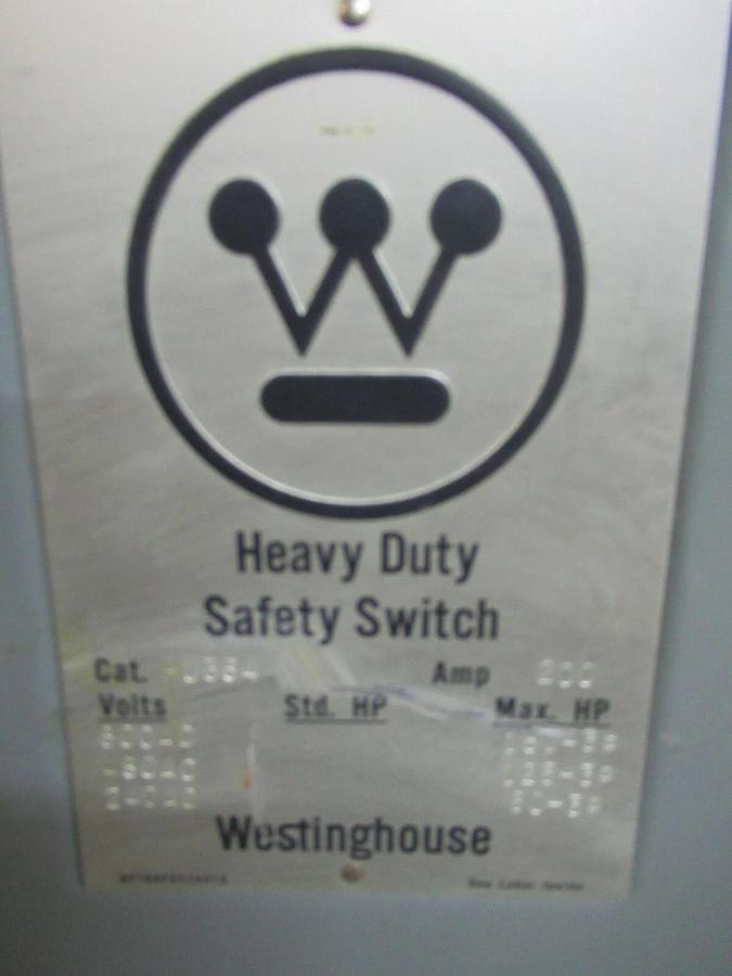 Used WESTINGHOUSE HEAVY-DUTY SAFETY SWITCH HU364 200 AMP 150 HP 600 VAC **WARRANTY**