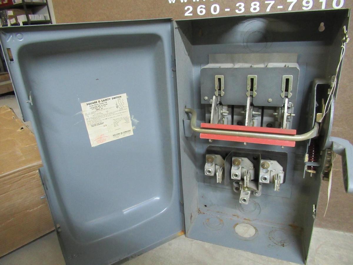 Used SQUARE D SAFETY SWITCH H324-N SER. A1 200 AMP 50 HP 240 VAC 3-POLE **WARRANTY**