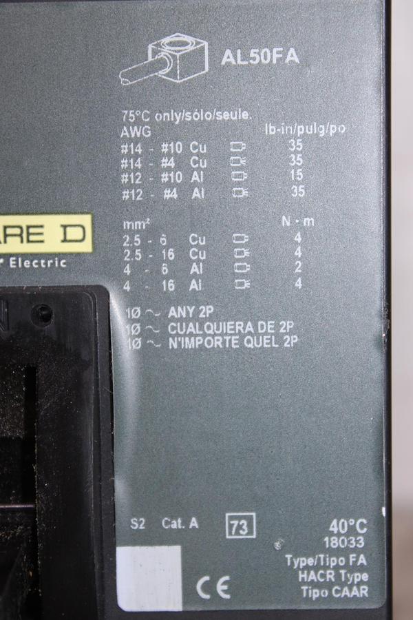 Used WESTINGHOUSE CIRCUIT BREAKER DA3400NY 2-POLE 240 VAC 400 AMP