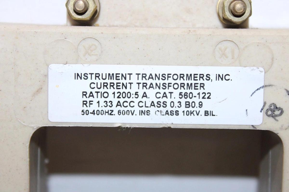 Used INSTRUMENT TRANSFORMER CURRENT TRANSFORMER 560-122 50-400HZ 600V 1200:5A