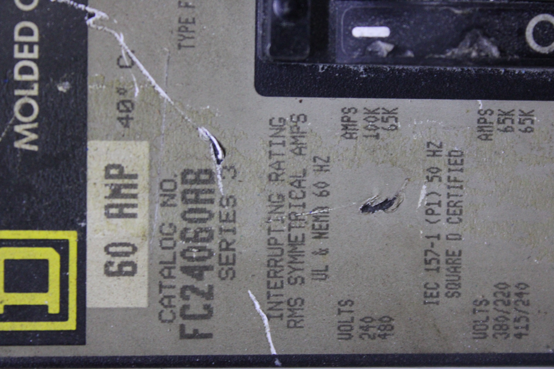 Used SQUARE D I-LINE CIRCUIT BREAKER FC34050 SERIES 3 50 AMP 480 VAC 3-POLE