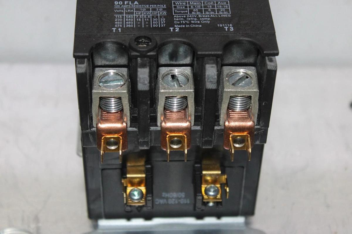 Used COPELAND CONTACTOR 012-3090-05 90 AMP 600 VOLT 3-PHASE 3-POLE COIL: 110/120 VAC