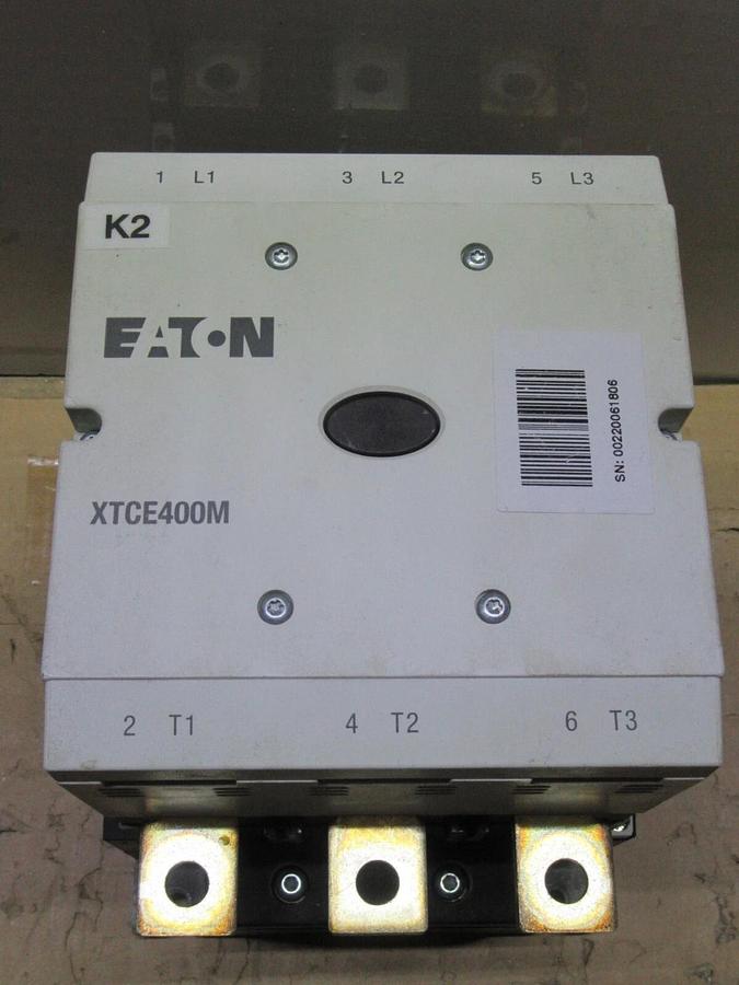 Used EATON CONTACTOR XTCE400M 600 VAC 450 AMP 400 HP 3-POLE 3-PHASE COIL: 24-48 VDC