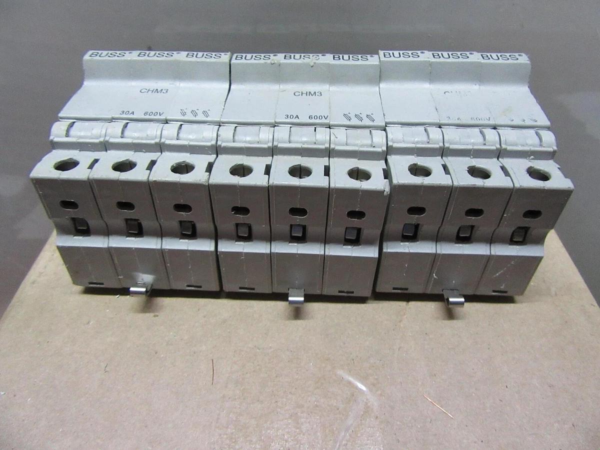 Used LOT OF 3 BUSSMANN FUSE HOLDER CHM3 600V 30A 3-POLE **WARRANTY**