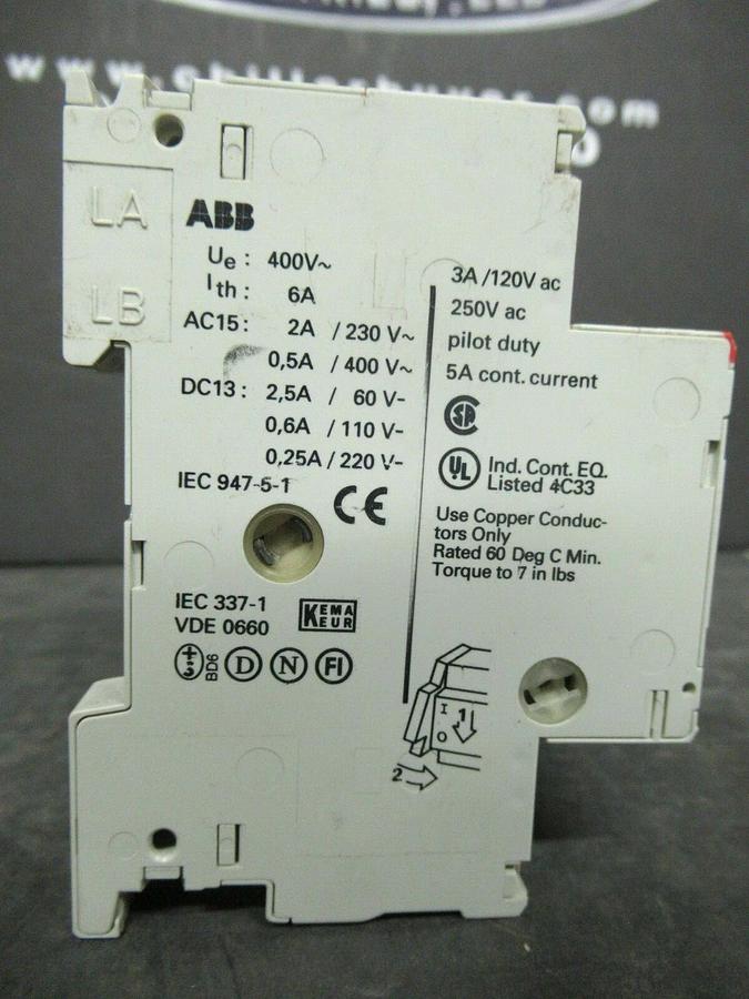Used ABB MANUAL MOTOR START MS325 3 - 5 HP @ 480 V 4 - 6.3 AMP 600 VAC W/ AUXILIARY