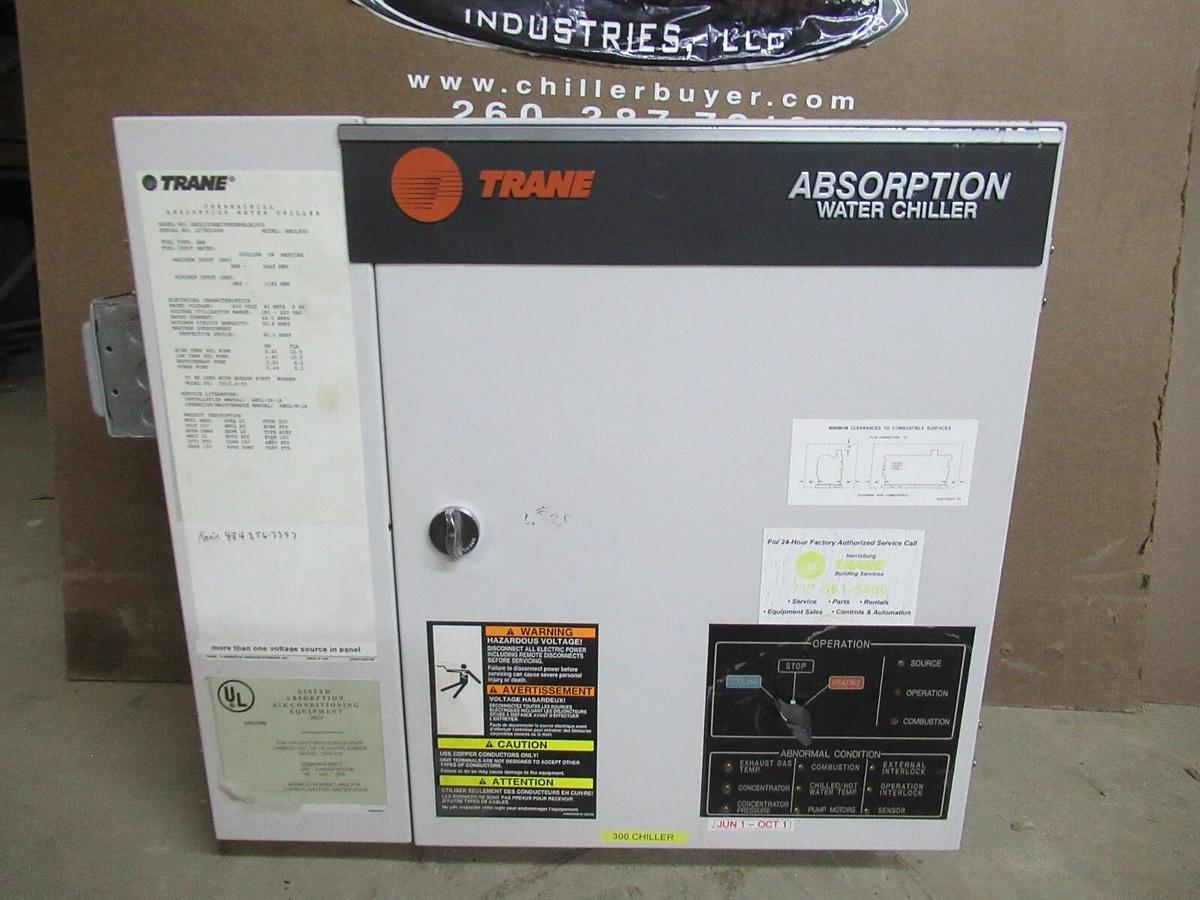 Used TRANE THERMACHILL CONTROL PANEL FOR ABSORBTION CHILLER 180-220 VAC 46.5-50.9 AMP