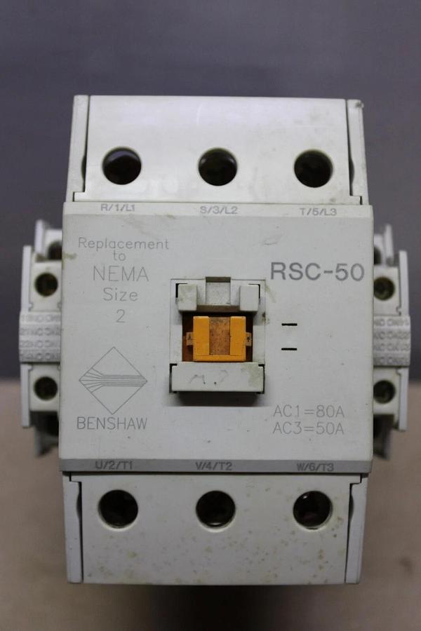 Used BENSHAW MAGNETIC CONTACTOR RSC-50 600 VAC 70 AMP 30 HP COIL: 120 VAC