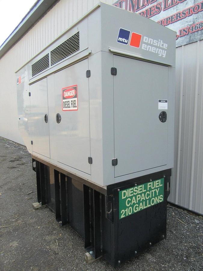 Used 50 KW DIESEL GENERATOR MTU 120/240 V JOHN DEERE SOUND ENCLOSED 338 HRS VIDEO