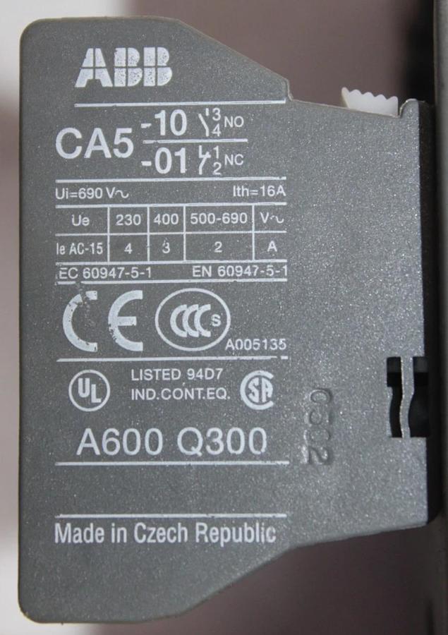 Used ABB CONTACTOR AE75-30 600 VAC 105 AMP 75 HP 3-POLE 3-PHASE COIL: 24 VDC