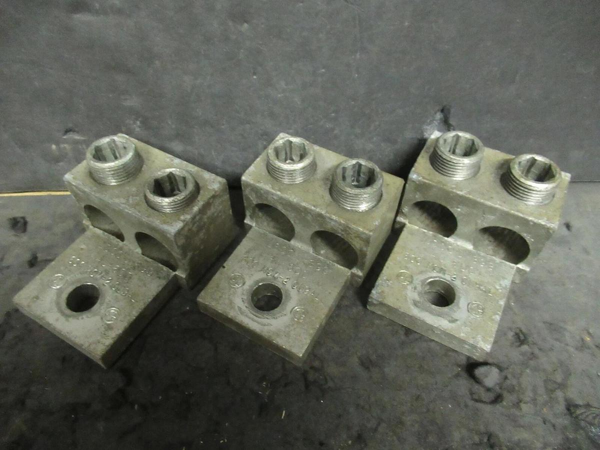 Used (3) QTY ILSCO D-899 2 (DOUBLE) BARREL MECHANICAL CONNECTOR LUG TAPS 600MCM - 2
