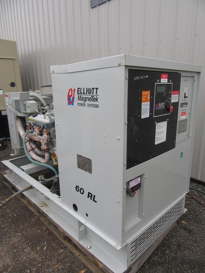Used 60 KW GENERATOR NAT GAS PROPANE 120/240V RECONNECTABLE 5.7PSI VIDEO