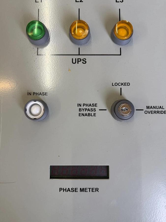 Used ALPHA MODULAR UPS CABINET AMPS80-3-30 80HP 0200018 208V 88 AMP W/ BYPASS SWITCH