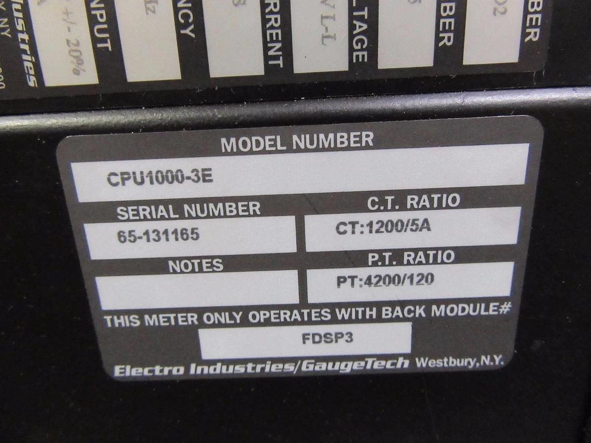 Used ELECTRO INDUSTRIES FUTURA + SERIES CPU1000 MULTIFUNCTION POWER 1200/5A