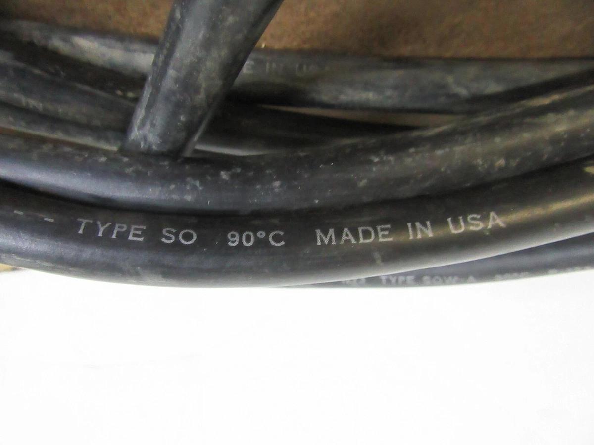 Used 50' SO 12/3 POWER CORD WIRE W/ 20 A 120 V 1 PH HUBBELL TWIST-LOCK PLUGS SOW-A