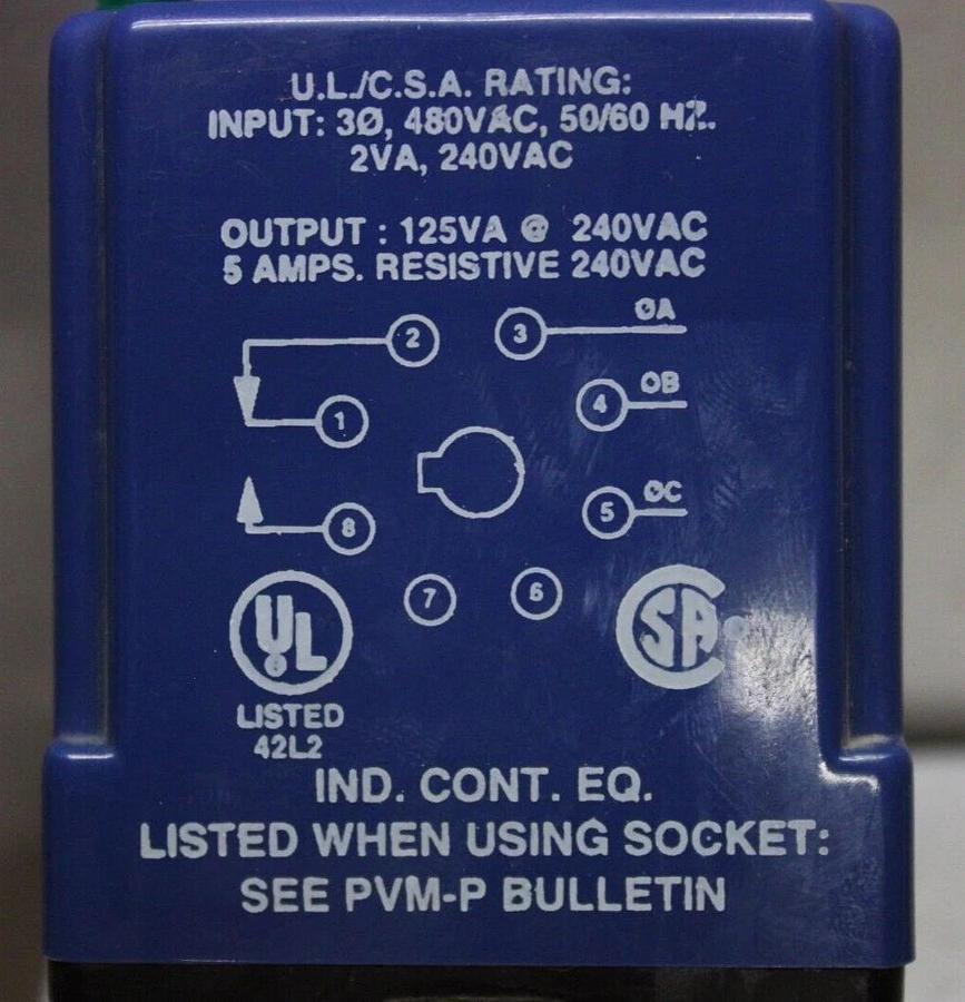 Used R-K ELECTRONICS 3-PHASE VOLTAGE RELAY PVM-480A-200P 480 VAC 2 VA **WARRANTY**