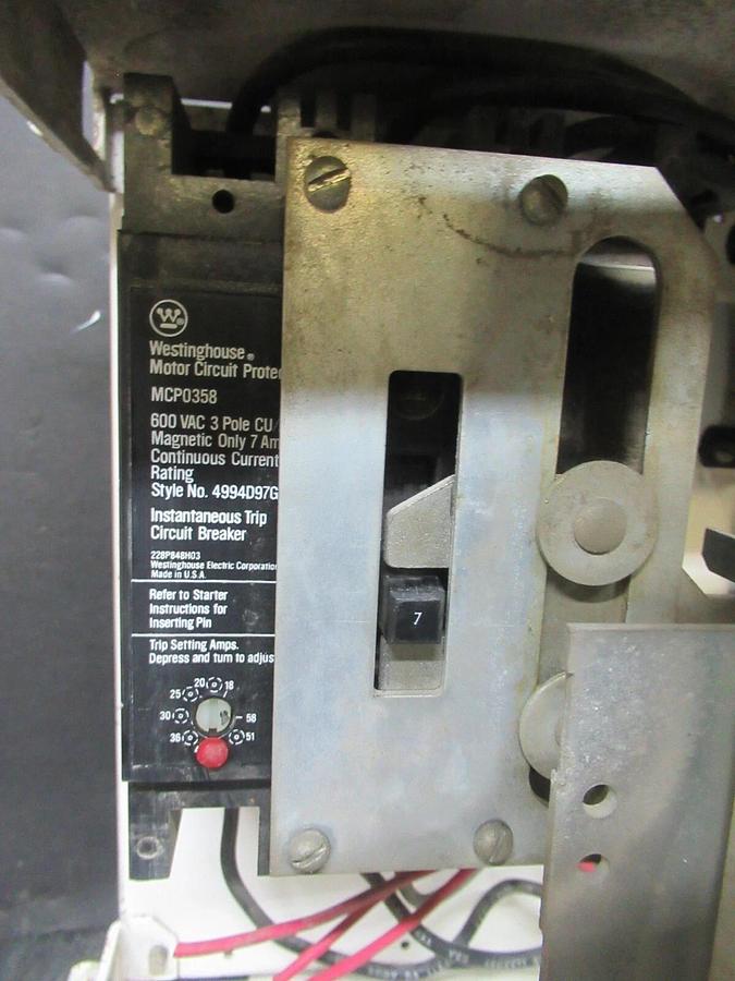 Used CUTLER HAMMER MOTOR STARTER CONTROL 12" W/ A10CN0 NEMA SIZE 1 7 AMP 600 VAC