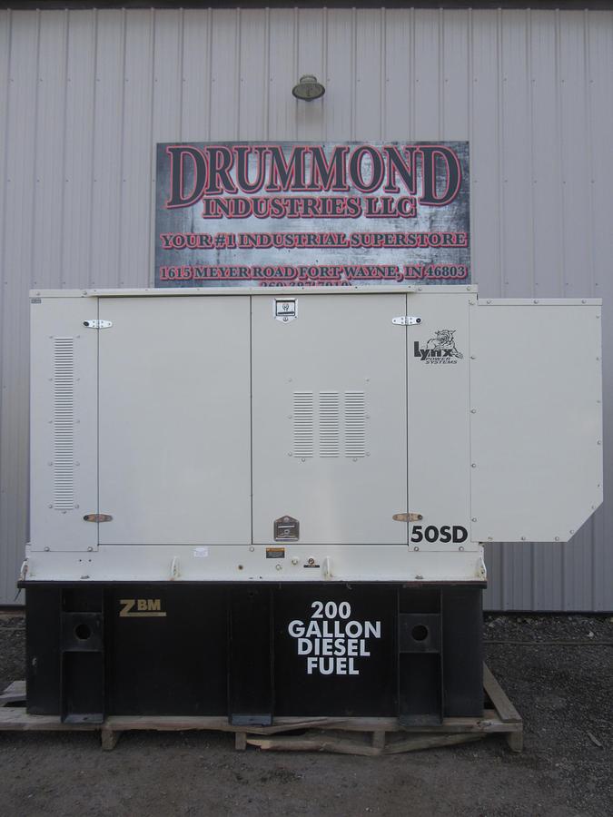 Used 50 KW DIESEL GENERATOR LYNX 120/240V RE-CONNECTABLE SOUND ENCLOSED 350 HRS