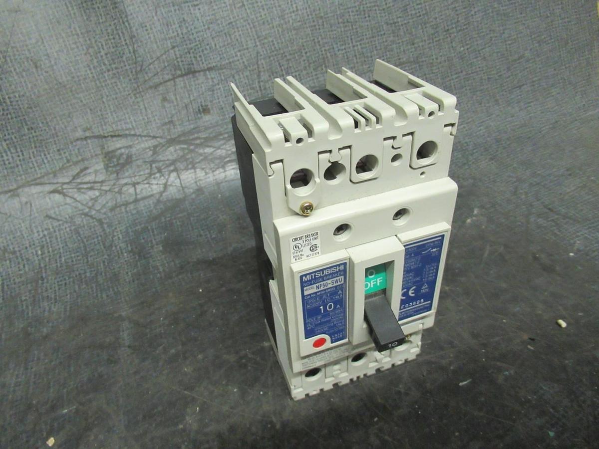 Used MITSUBISHI BREAKER NO-FUSE NF50-SWU3 3-POLE 240V 10A **WARRANTY INCLUDED**