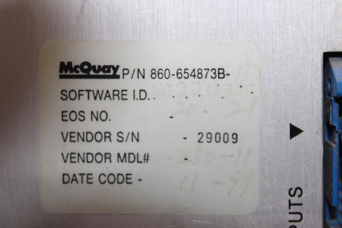 Used MCQUAY CHILLER CONTROL MODULE 860-654873B-10 005-000280-11 REV. G