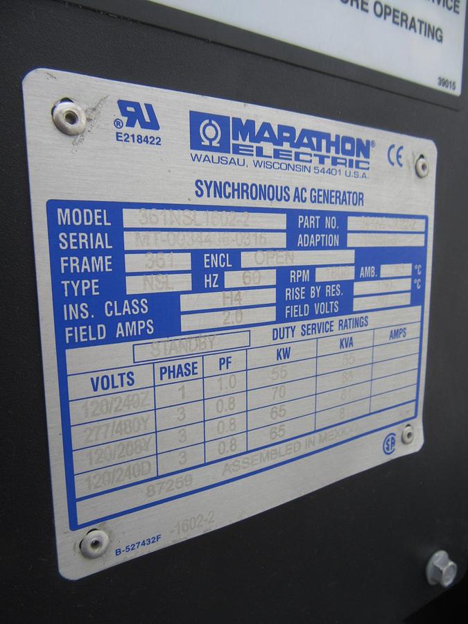 Used 50 KW DIESEL GENERATOR MTU 120/240 V JOHN DEERE SOUND ENCLOSED 329 HRS VIDEO