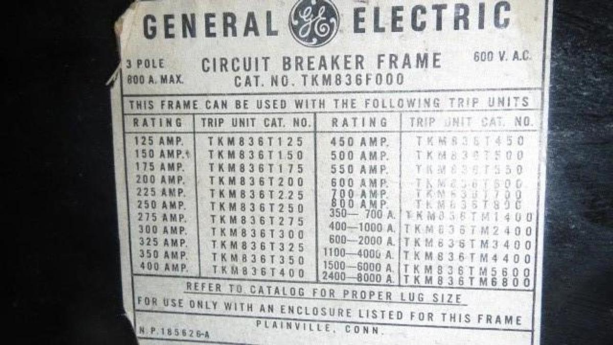 Used 800 AMP GE BREAKER 600 VOLT W/ 600 AMP SHUNT TRIP TKM836F000 **WARRANTY!**