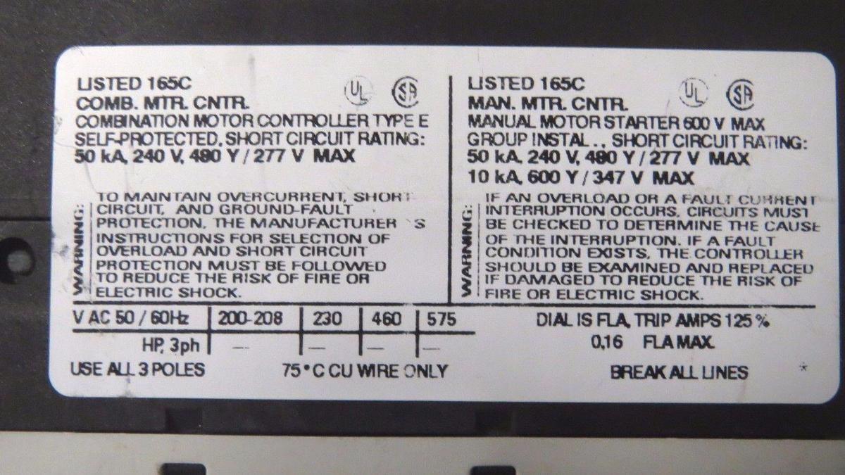 Used SIEMENS SIRIUS 3R STARTER SET 0.11-0.16 AMP 3RV1011-0AA15 WITH 3RT1016-1BB42