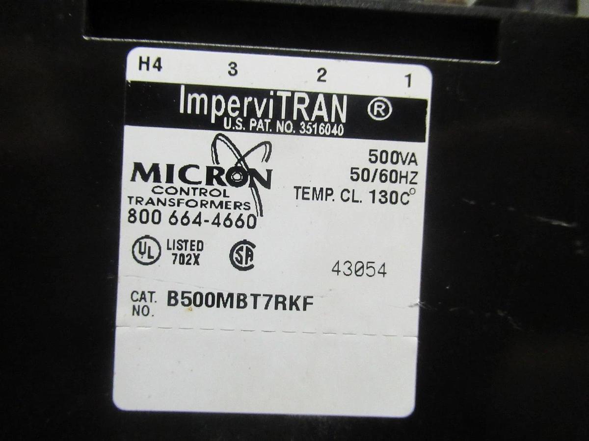 Used MICRON TRANSFORMER 500VA 50/60HZ B500MBT7RKF 460V **WARRANTY INCLUDED**