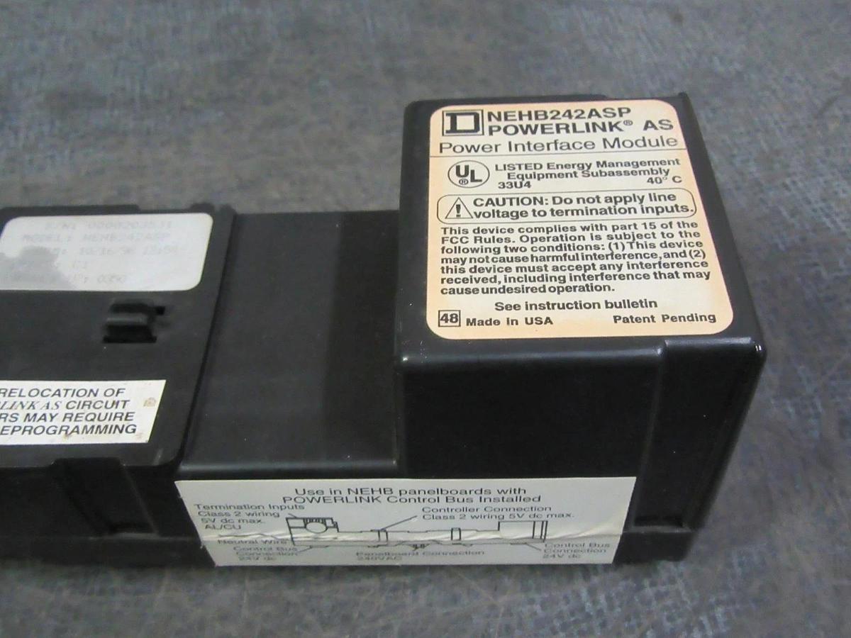 Used SQUARE D POWERLINK AS POWER INTERFACE MODULE BASE NEHB242ASP 240V PANEL NEHB