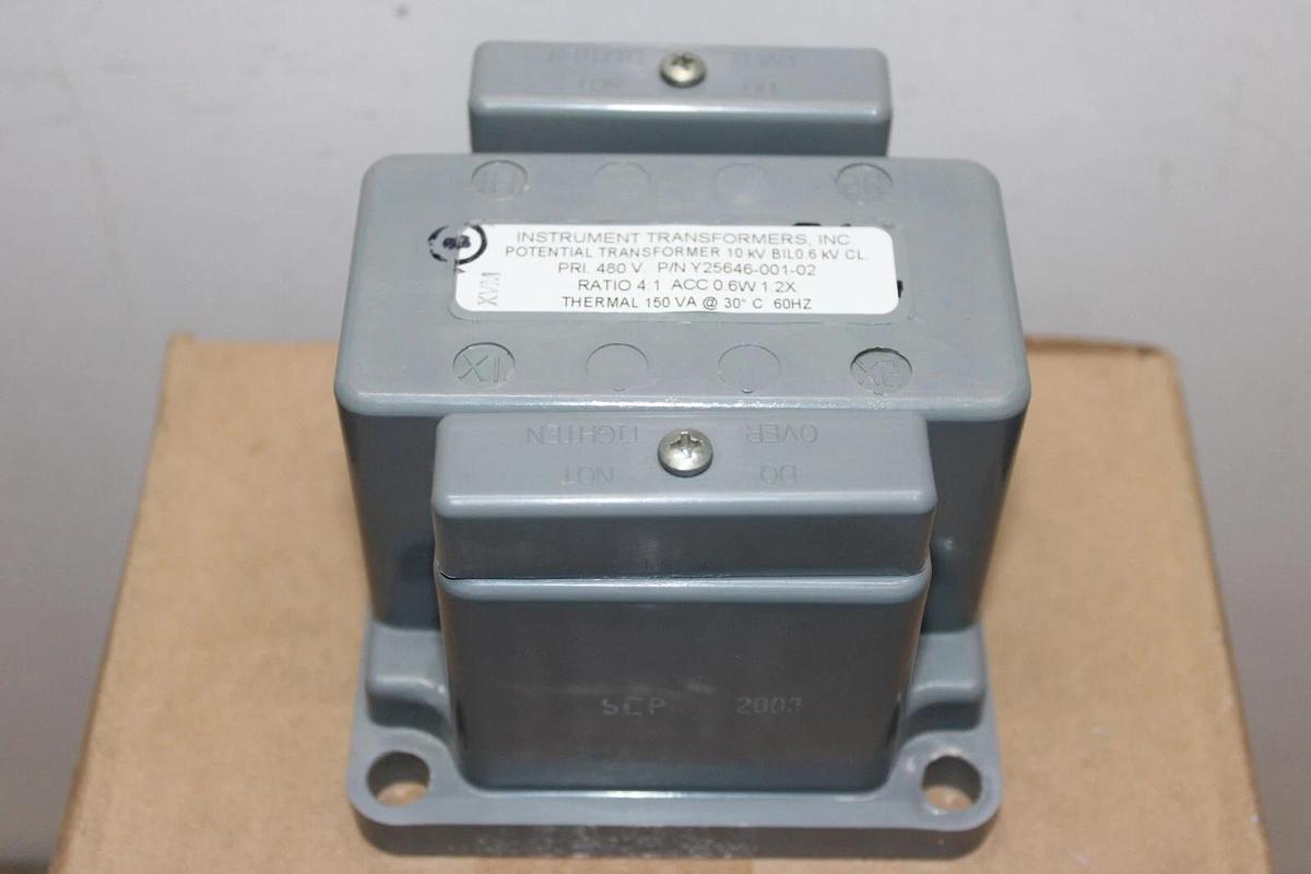 Used INSTRUMENT TRANSFORMERS POTENTIAL TRANSFORMER Y25646-001-02 480V 4:1 10KV 0.6W
