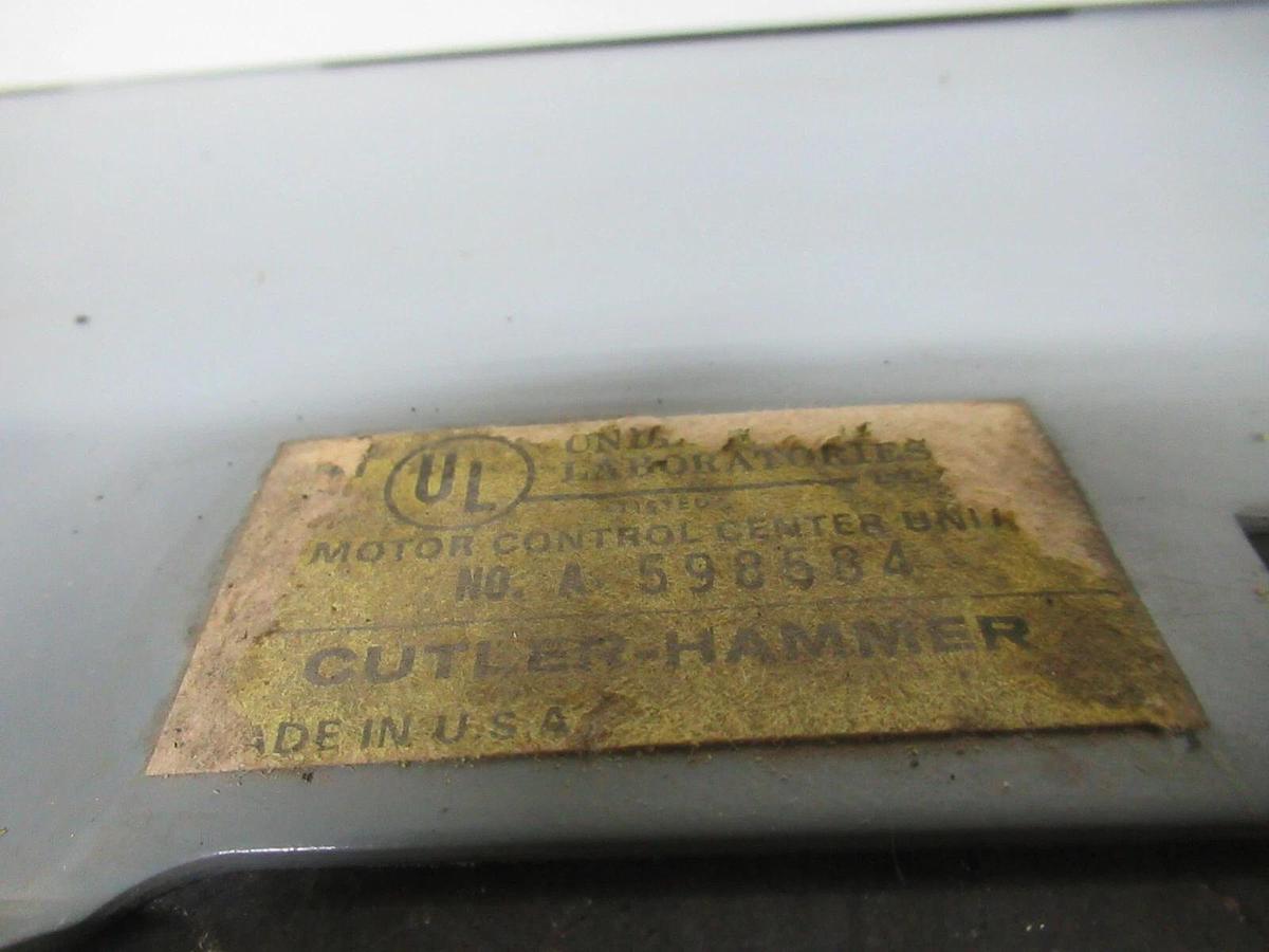 Used CUTLER HAMMER MOTOR CONTROL BUCKET 17" CHASIS 600 V NO BREAKER / STARTER W/ DOOR