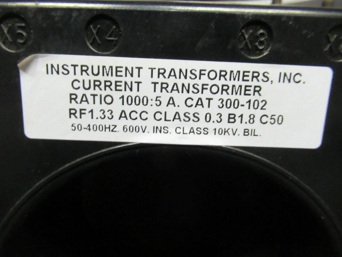 Used INSTRUMENT TRANSFORMERS CT CURRENT TRANSFORMER 300-102 1000:5 RATIO 50-400 HZ