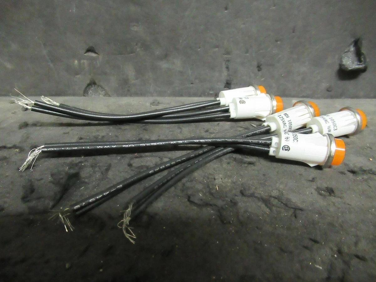 (5 QTY) IDI 1050C3 AMBER LENS 125 VAC 1/2 (0.5) WATT INDICATOR LIGHT LED LIGHTS