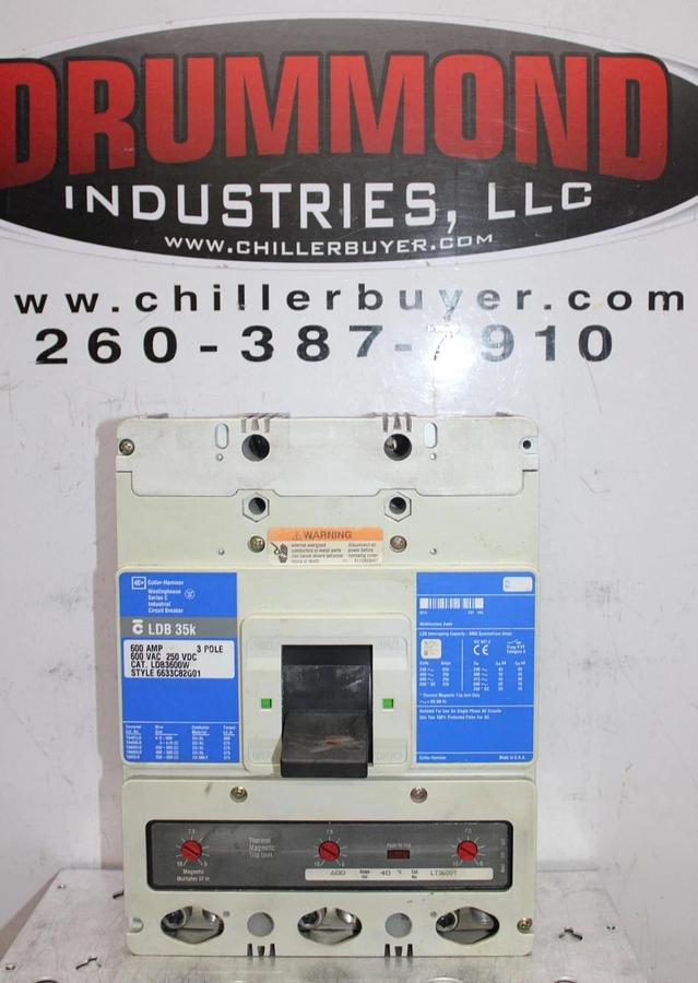 Used CUTLER-HAMMER CIRCUIT BREAKER LDB3600W 600 AMP 600 VAC 3-POLE LDB-35K
