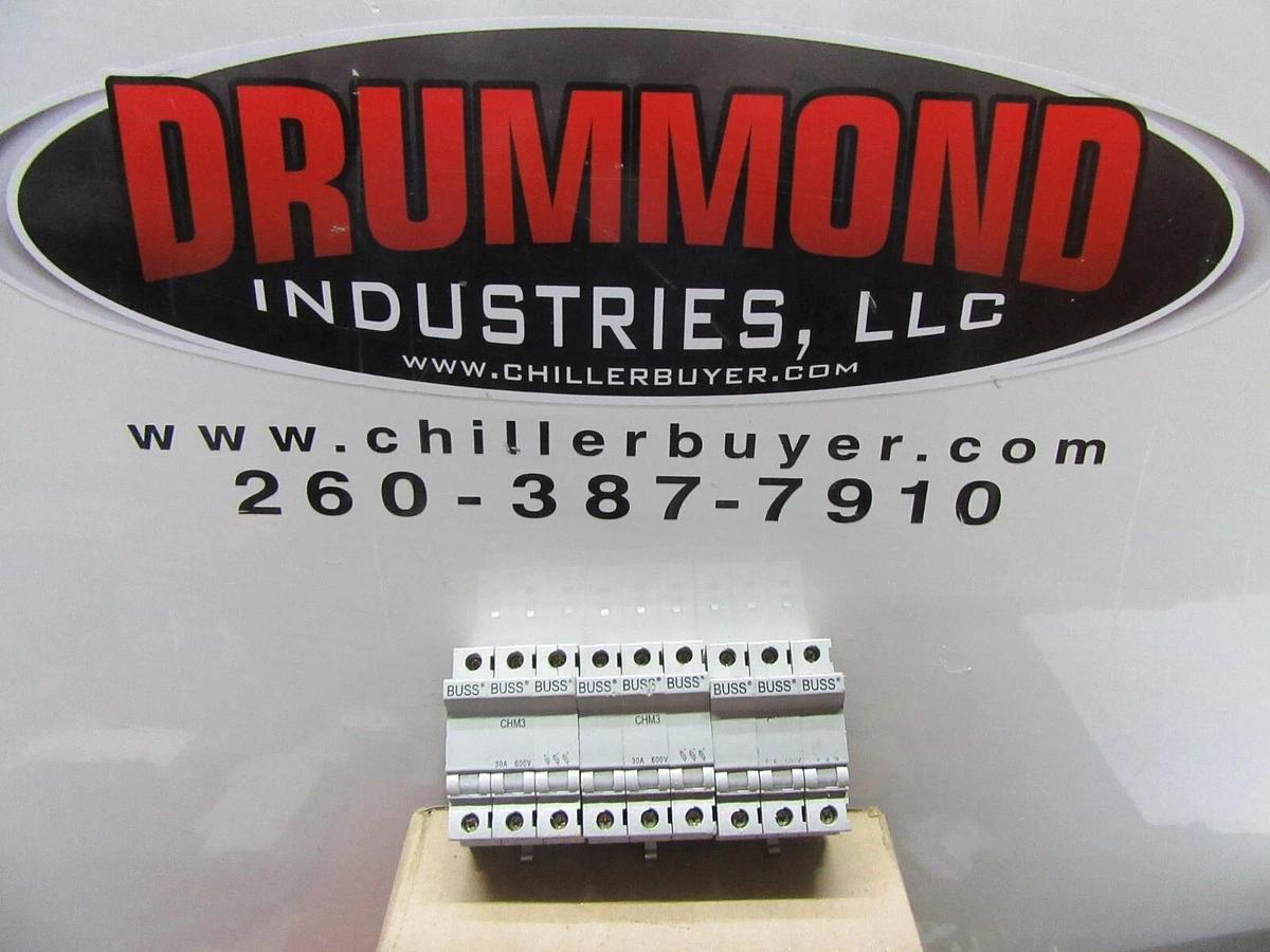 Used LOT OF 3 BUSSMANN FUSE HOLDER CHM3 600V 30A 3-POLE **WARRANTY**