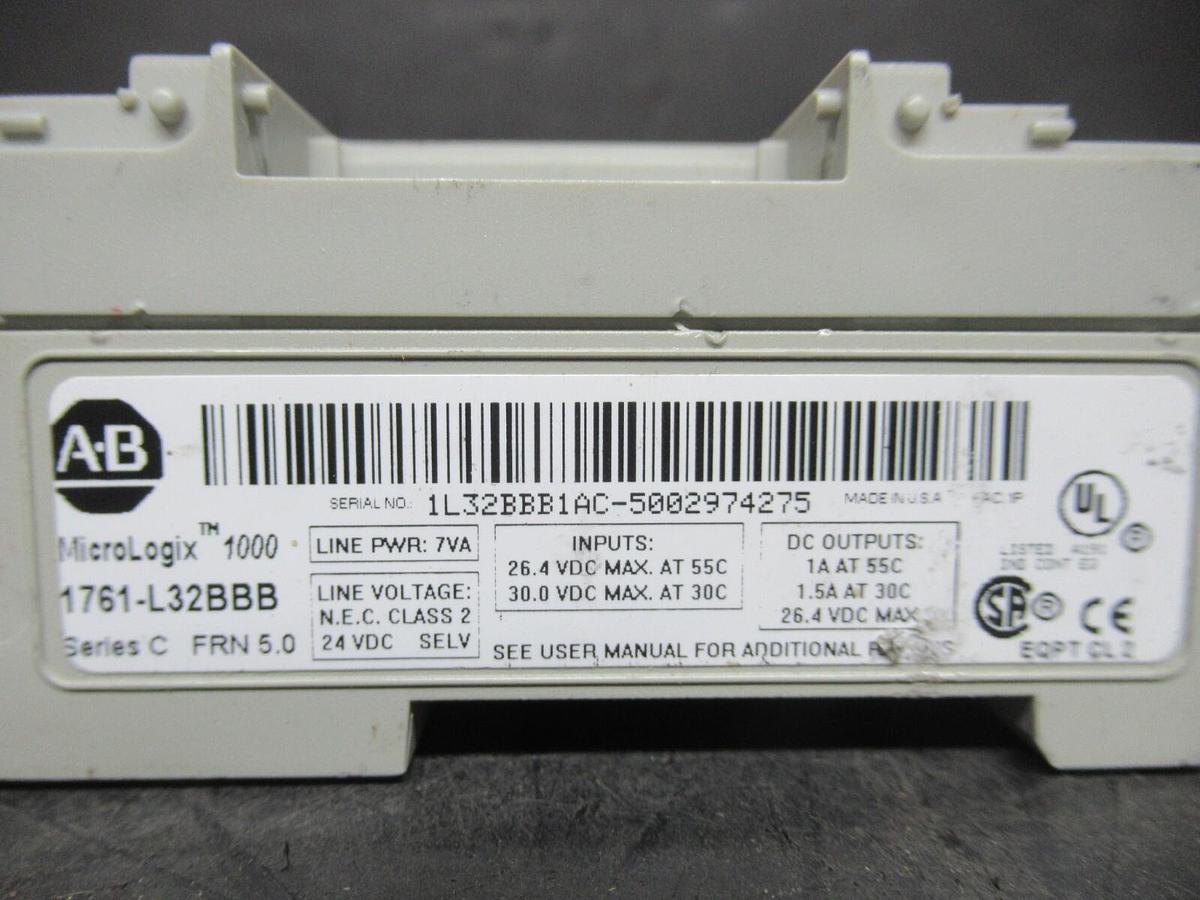 Used ALLEN BRADLEY MICROLOGIX1000 1761-L32BBB SER. D 30 VDC 1.5 AMP **WARRANTY**