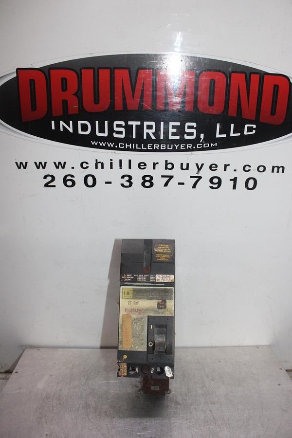 Used SQUARE D I-LINE CIRCUIT BREAKER FH26020BC SERIES 2 20 AMP 600 VAC 2-POLE
