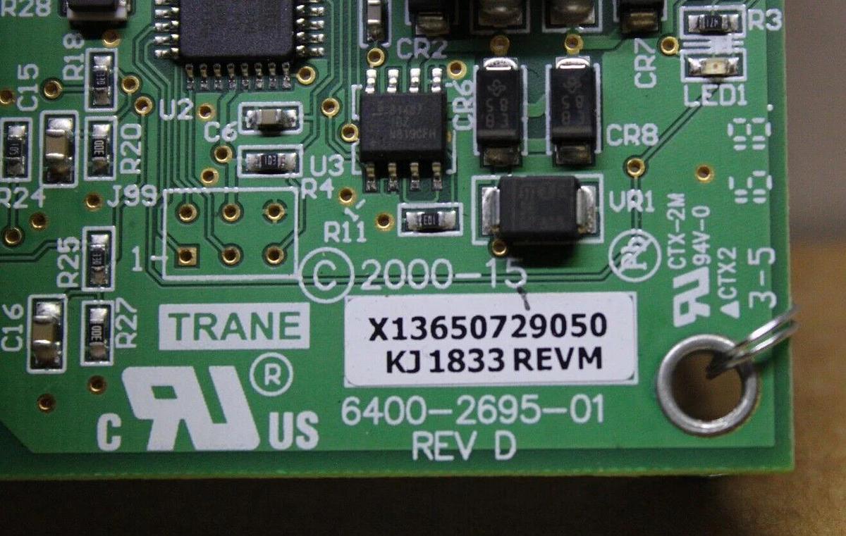 Used TRANE HVAC DUAL HU BINARY CIRCUIT BOARD X13650729050 REV. M 6400-2695-01 REV. D