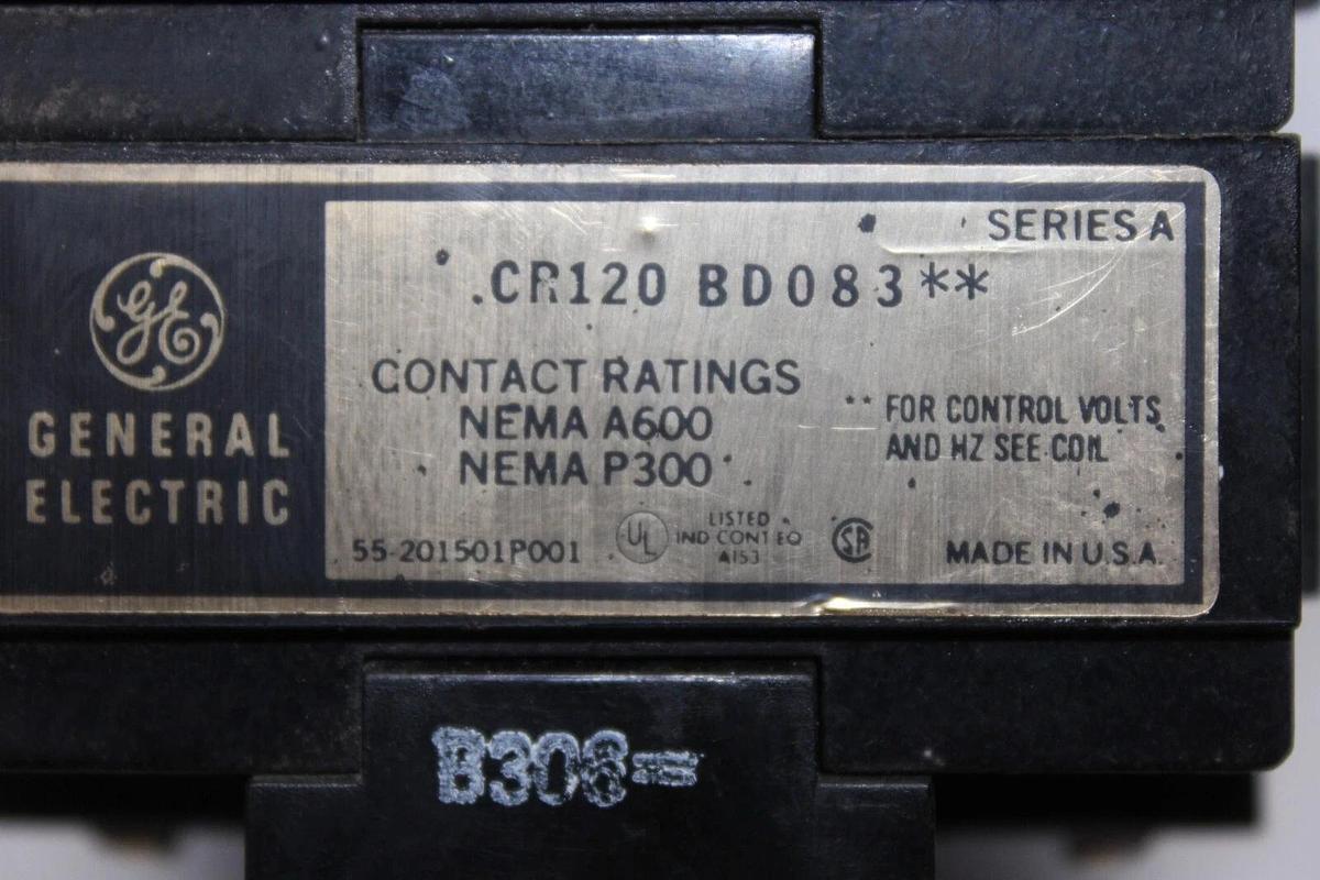 Used GENERAL ELECTRIC INDUSTRIAL RELAY CR120-BD083 COIL: 48 VDC **WARRANTY**