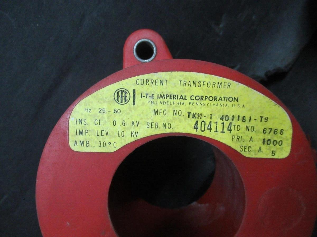 Used GOULD ITE CURRENT TRANSFORMER TKM-1 401181-T9 10 KV 1000 AMP 25-60 HZ