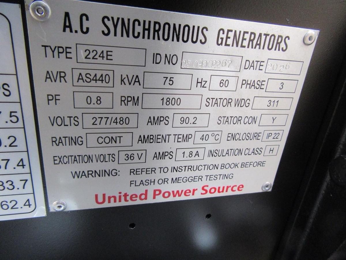 NEW 60 KW DIESEL GENERATOR FPT F4GE9455 DIESEL 277/480 VOLT RE-CONNECTABLE