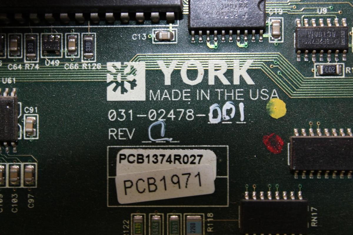 Used YORK CHILLER MAIN CONTROL CIRCUIT BOARD 031-02478-001 REV. C *WARRANTY*